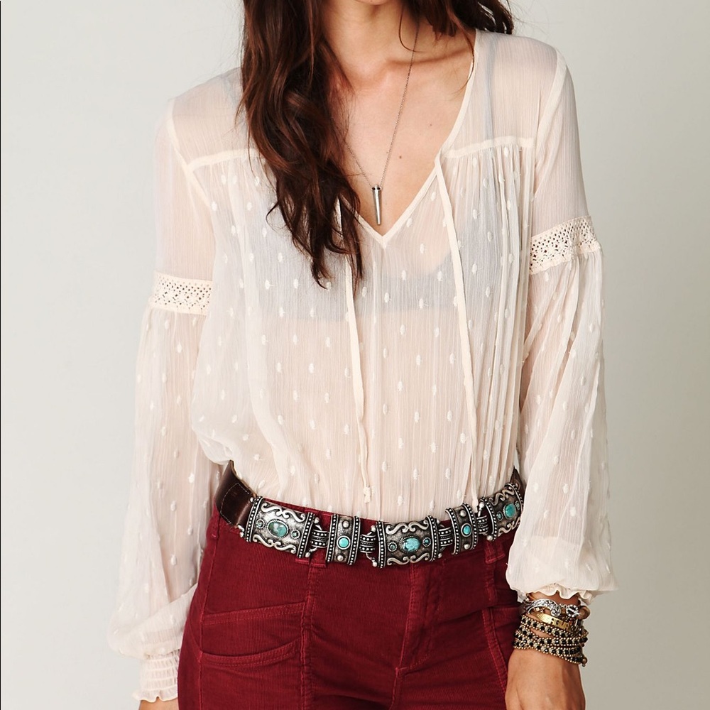 Free People Polka Dotted Boho Top